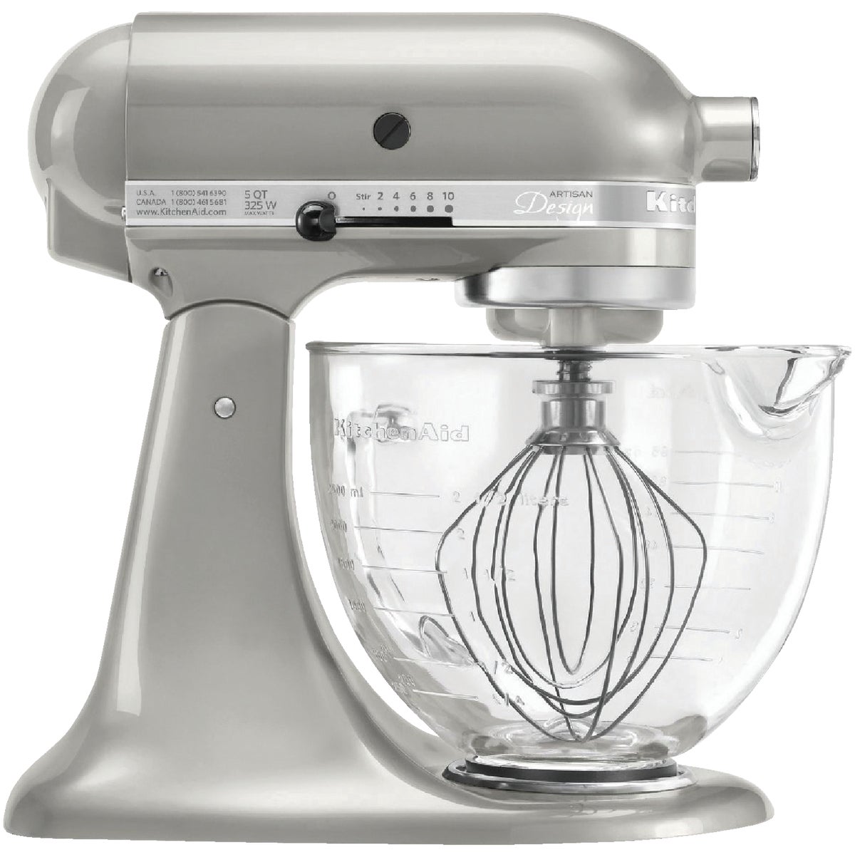 KitchenAid Artisan Series 10-Speed Chrome Stand Mixer With Glass Bowl