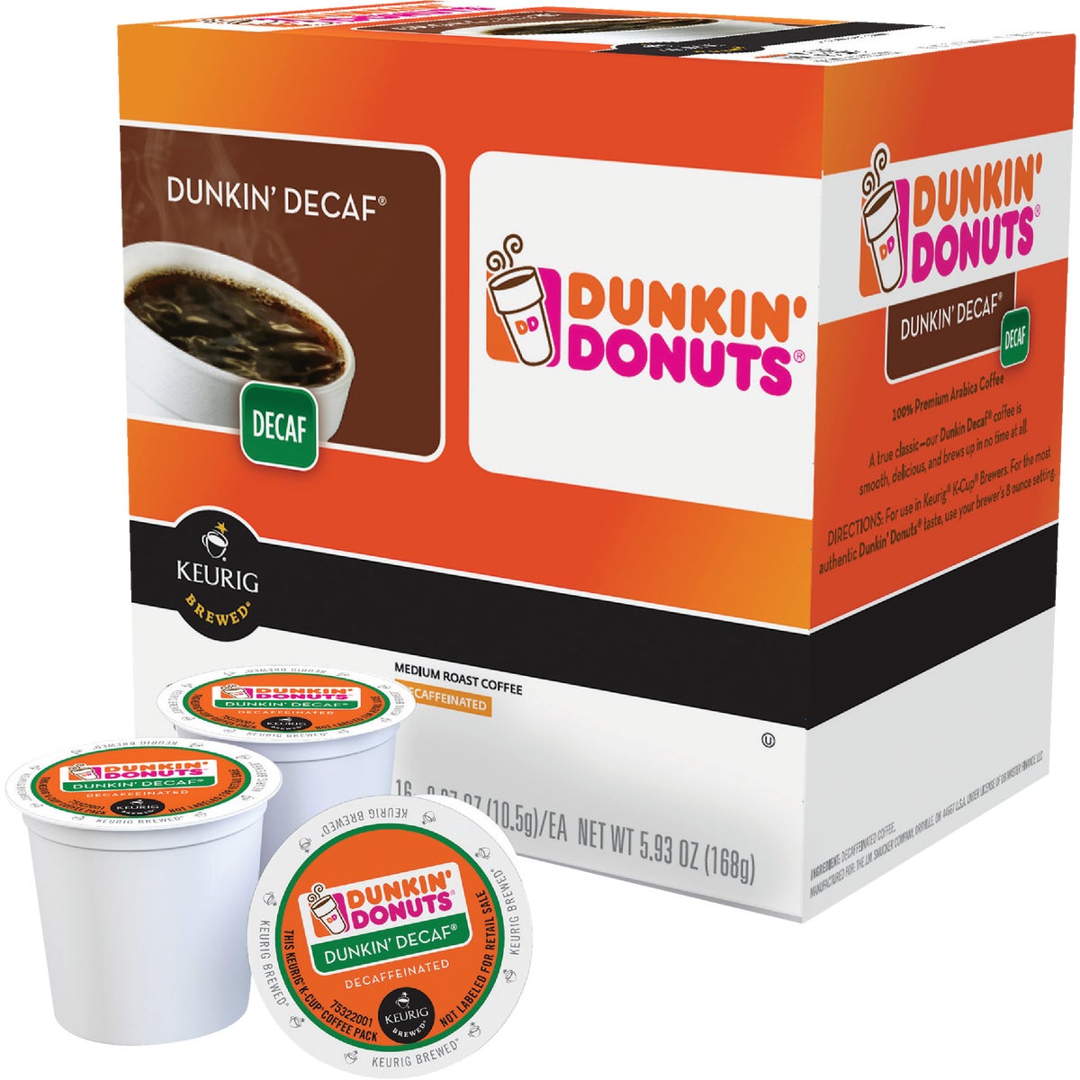 Keurig Dunkin' Donuts DeCafe Coffee K-Cup (16-Pack)