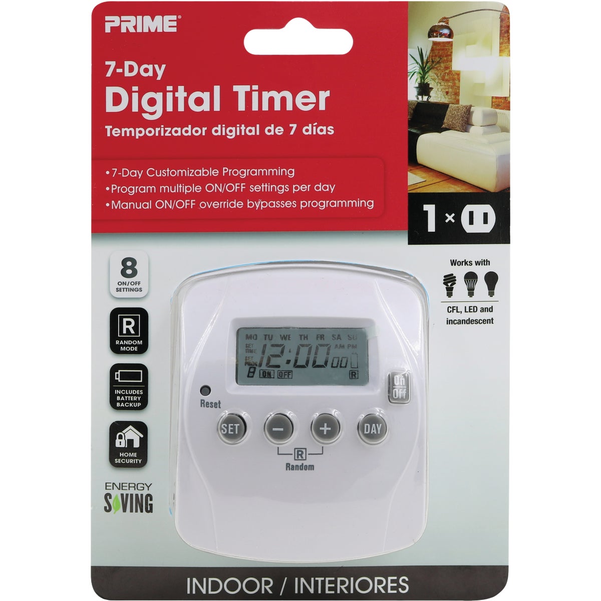 Prime 125V Indoor 7-Day Digital Timer