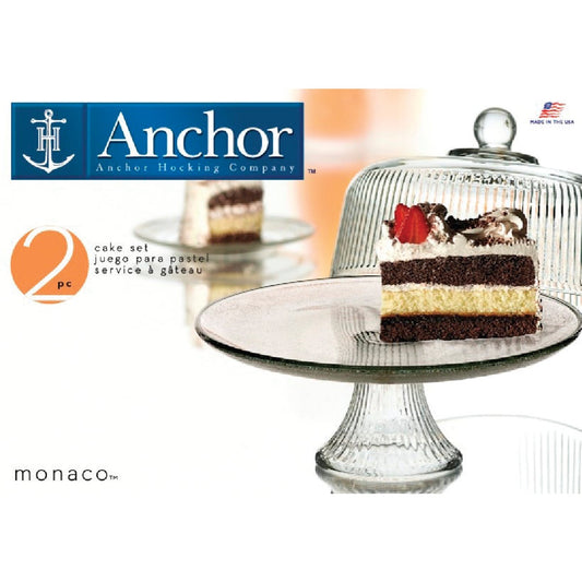 Anchor Hocking Monaco Dome Cake Serving Tray Set