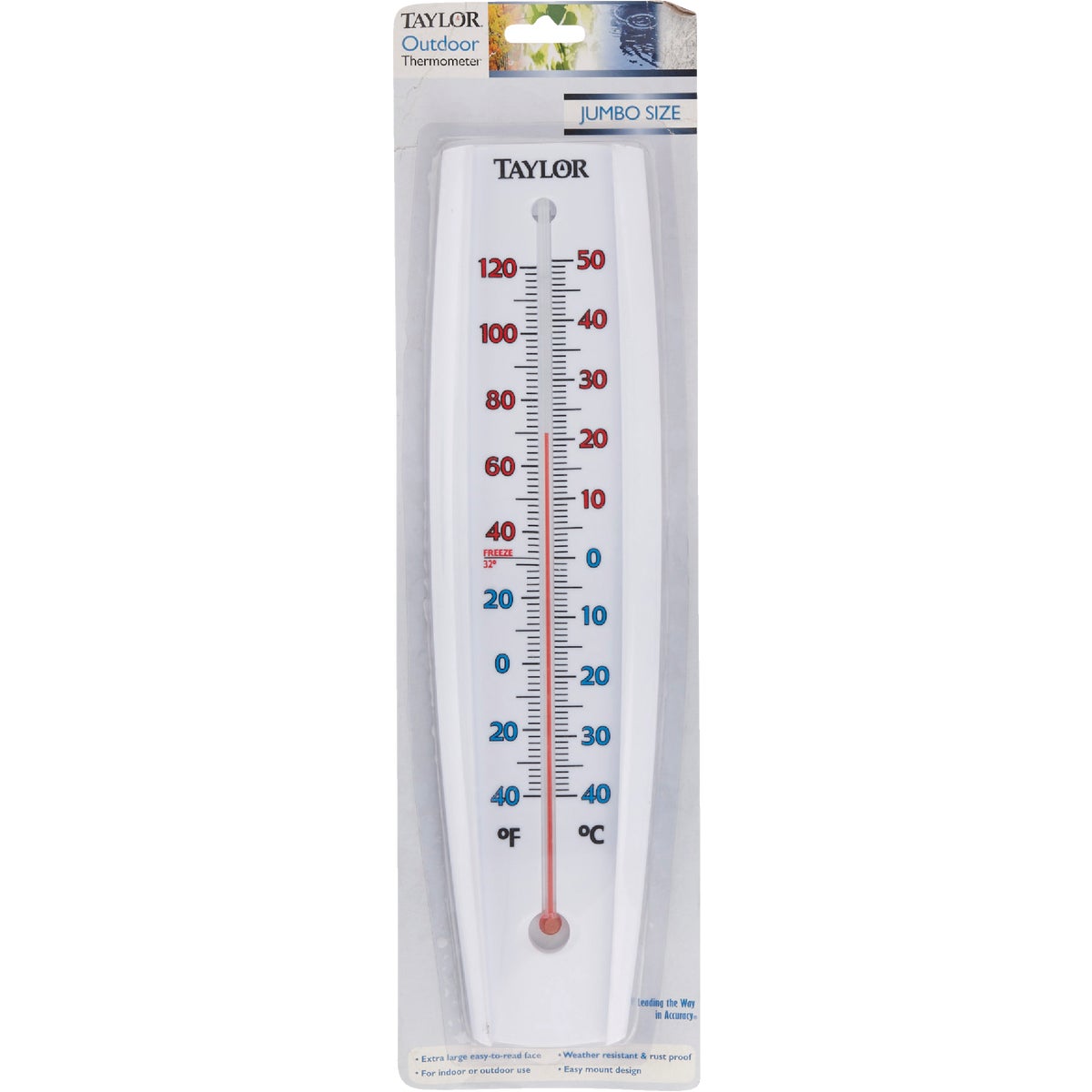 Taylor 3-1/4" W x 14-1/2" H Rustproof Tube Indoor & Outdoor Thermometer