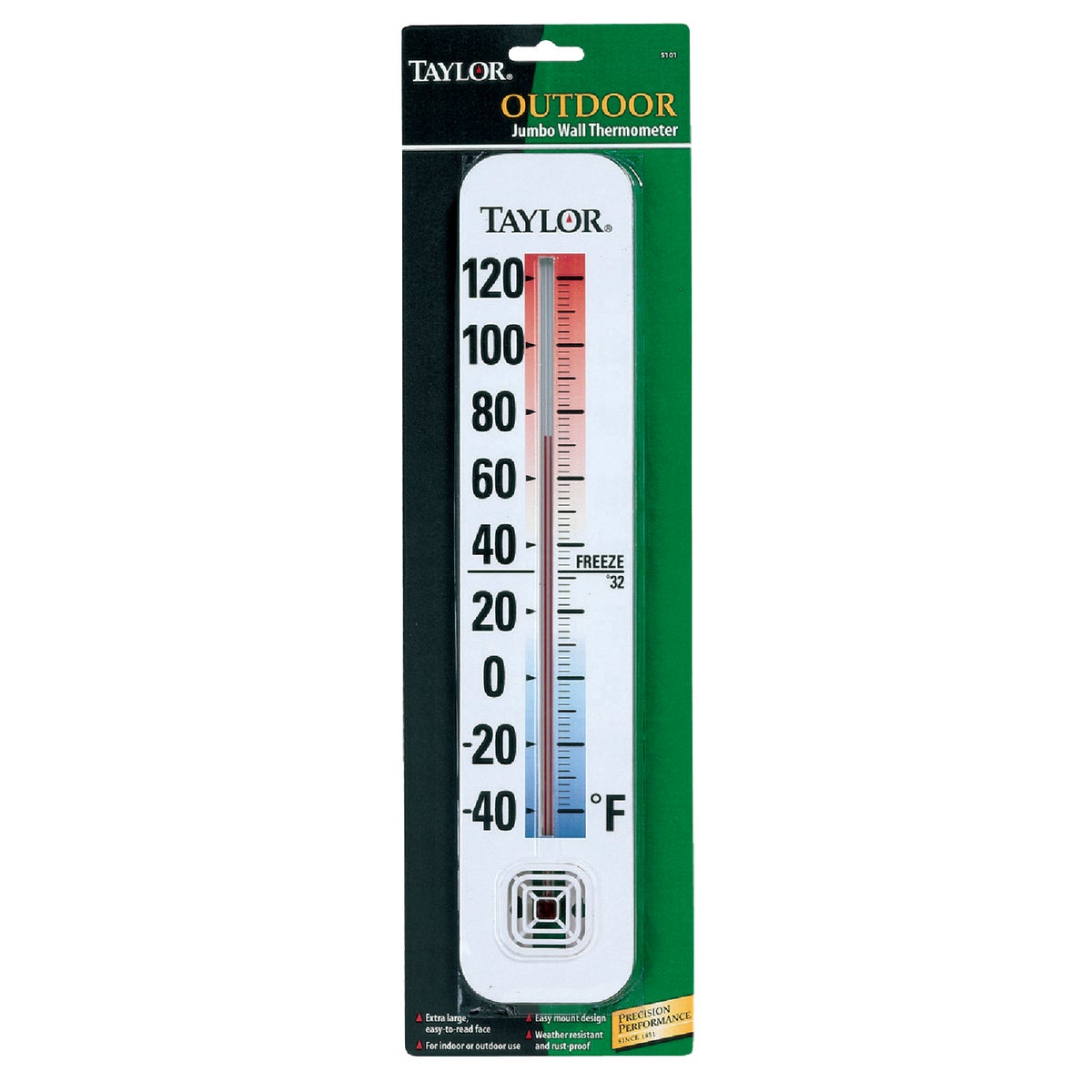 Taylor 3-1/4" W x 14-1/2" H Rustproof Tube Indoor & Outdoor Thermometer