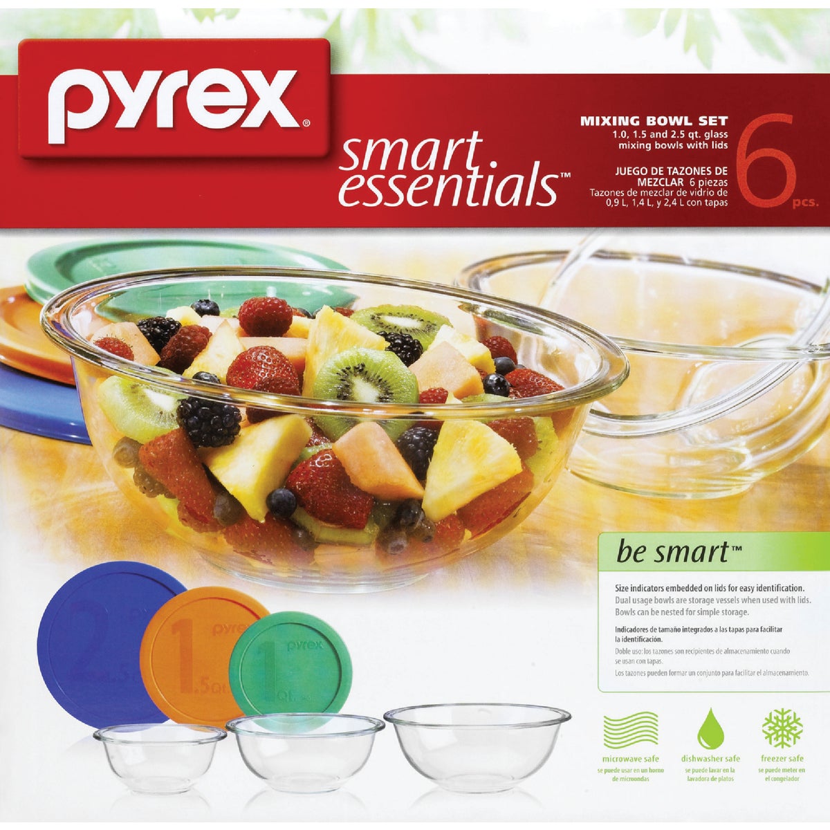 Pyrex Smart Essentials Covered Glass Pyrex Bowl Set (6-Piece)