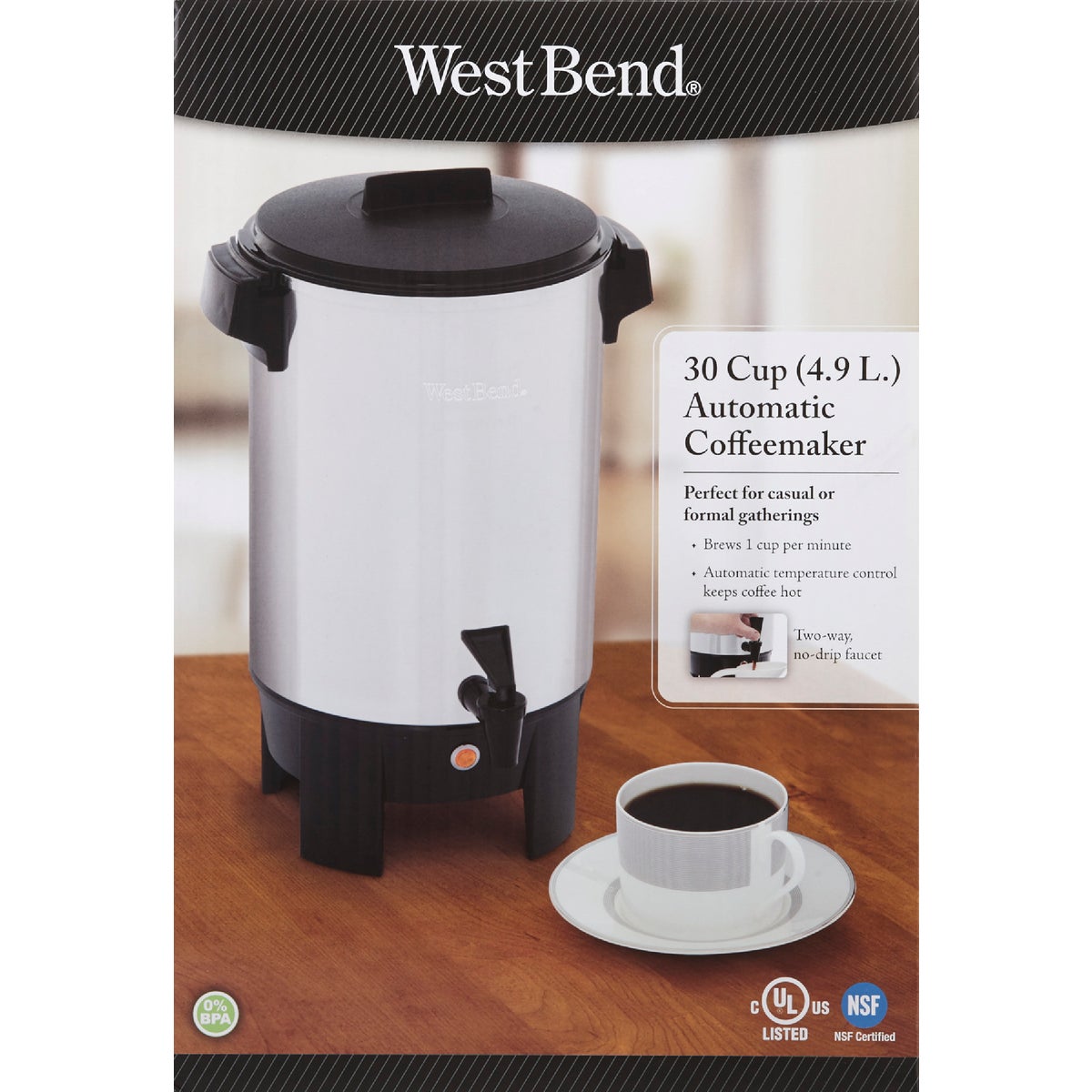 West Bend 30 Cup Silver Coffee Maker Urn