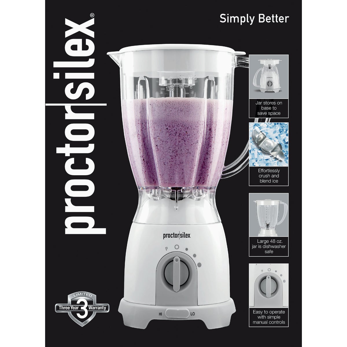 Proctor-Silex 48 Oz. 8-Speed White Blender