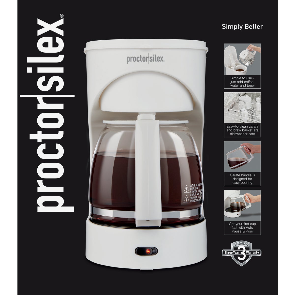 Proctor-Silex 12 Cup White Coffee Maker