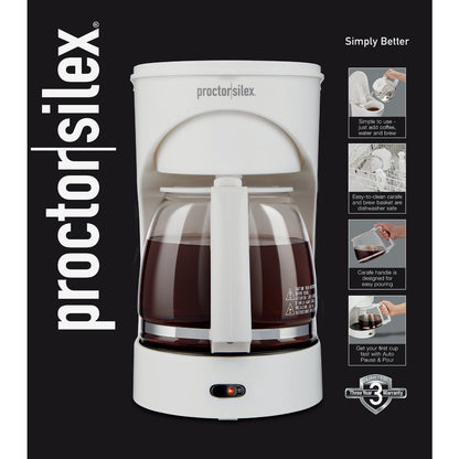 Proctor-Silex 12 Cup White Coffee Maker