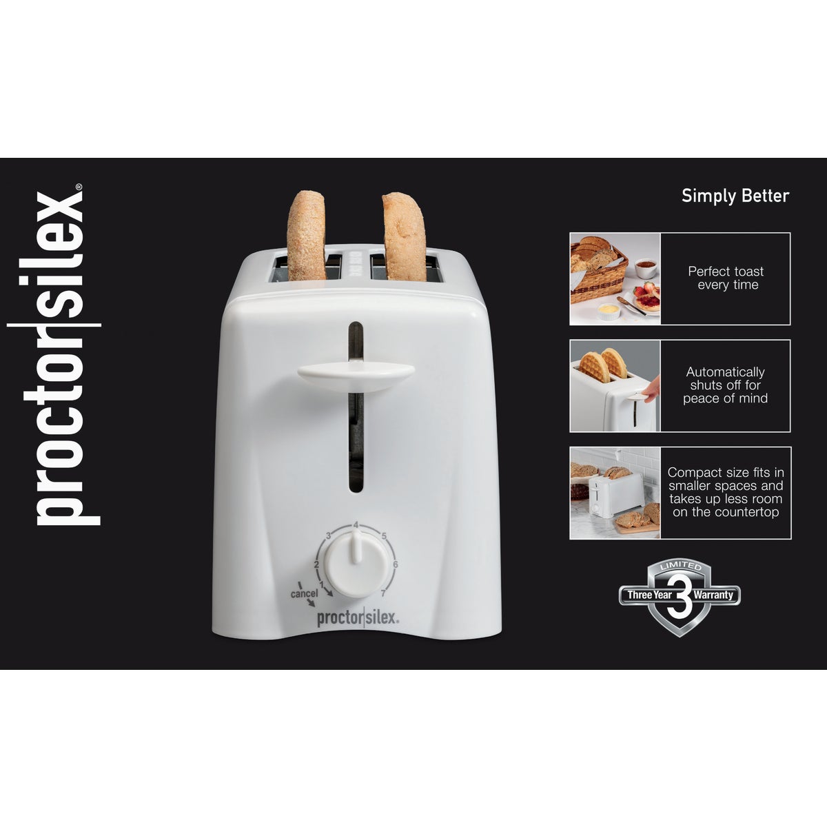 Proctor Silex 2-Slice White Toaster