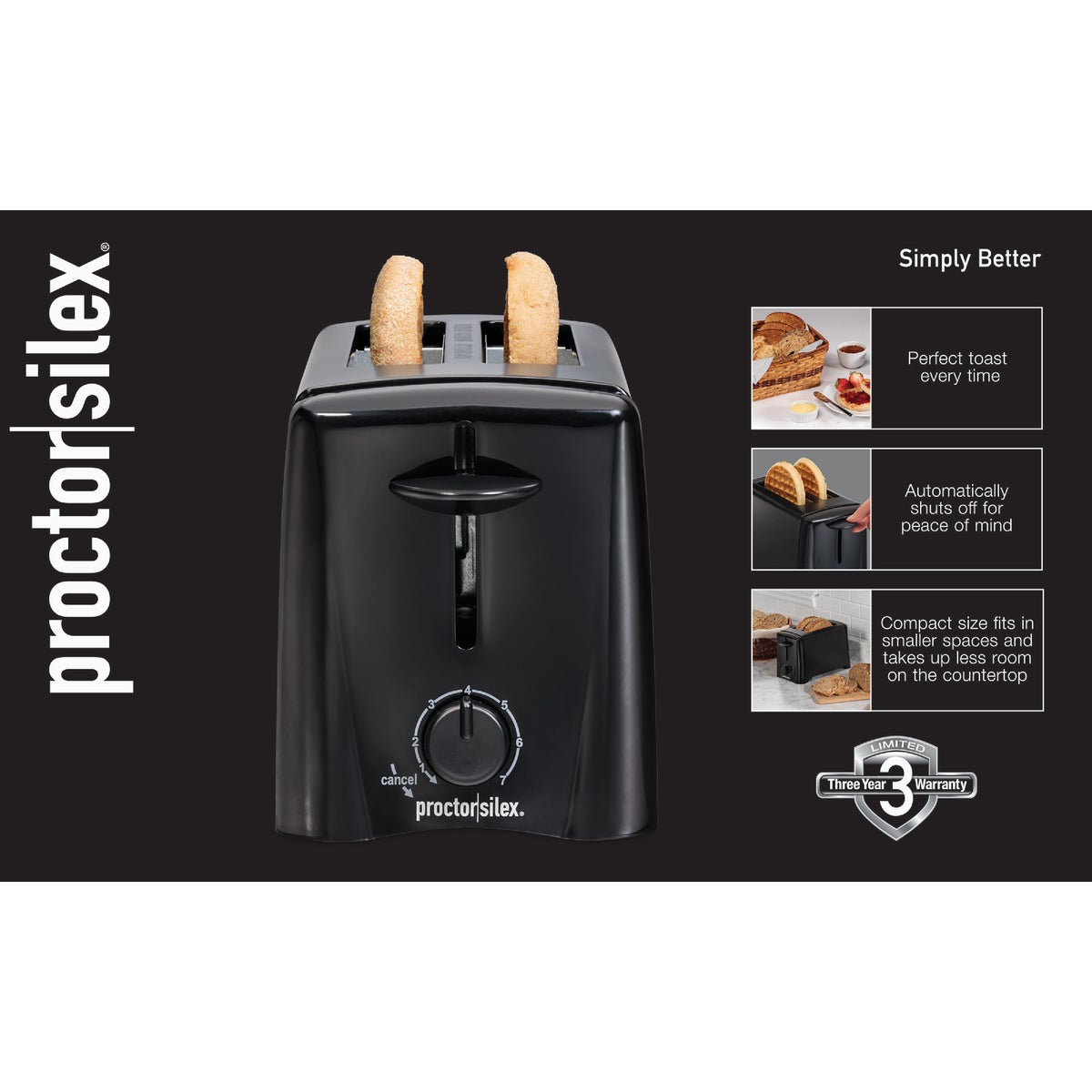 Proctor Silex 2-Slice Black Toaster