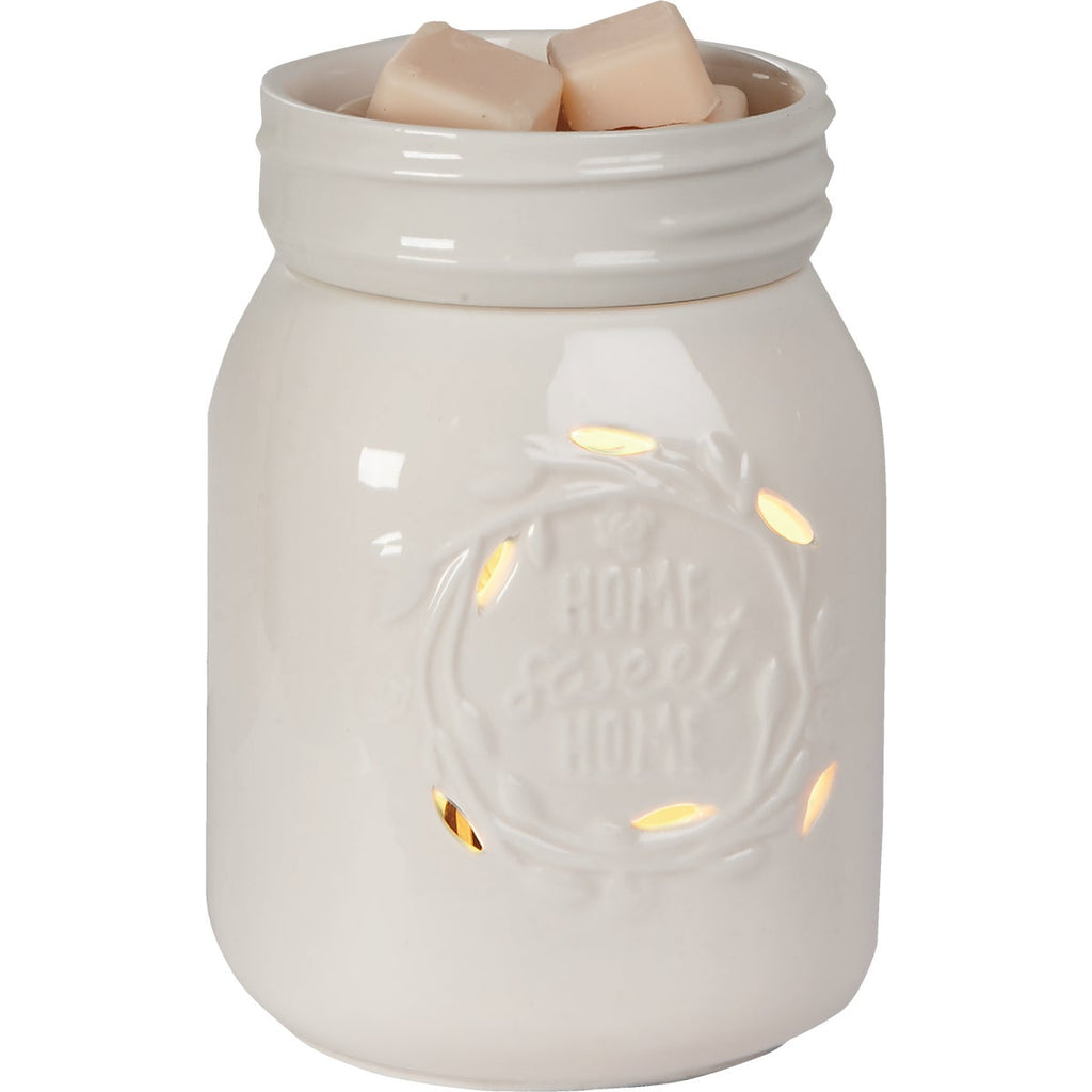 Candle Warmers White Ceramic Mason Jar Illumination Fragrance Warmer