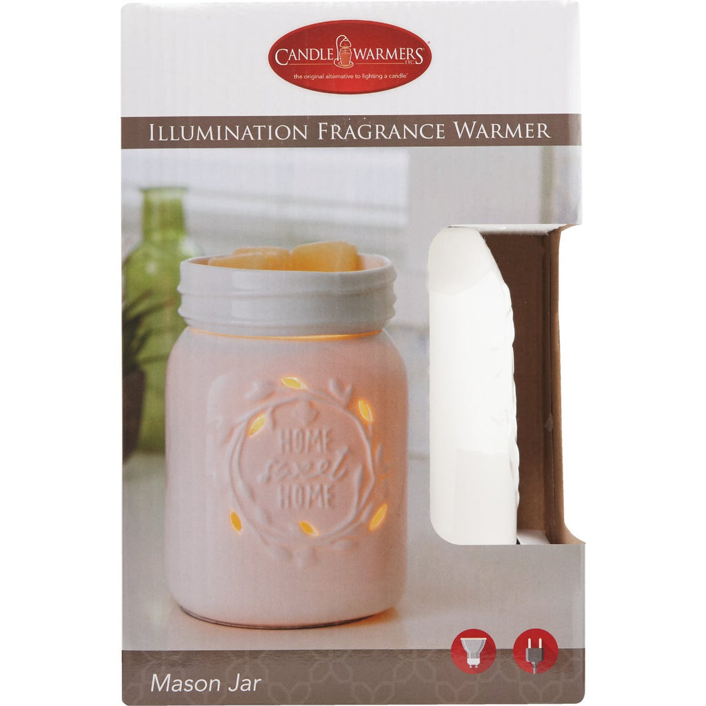 Candle Warmers White Ceramic Mason Jar Illumination Fragrance Warmer
