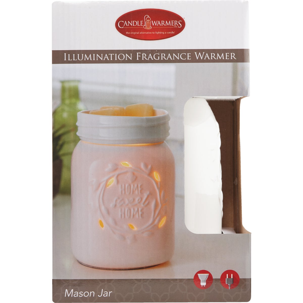 Candle Warmers White Ceramic Mason Jar Illumination Fragrance Warmer