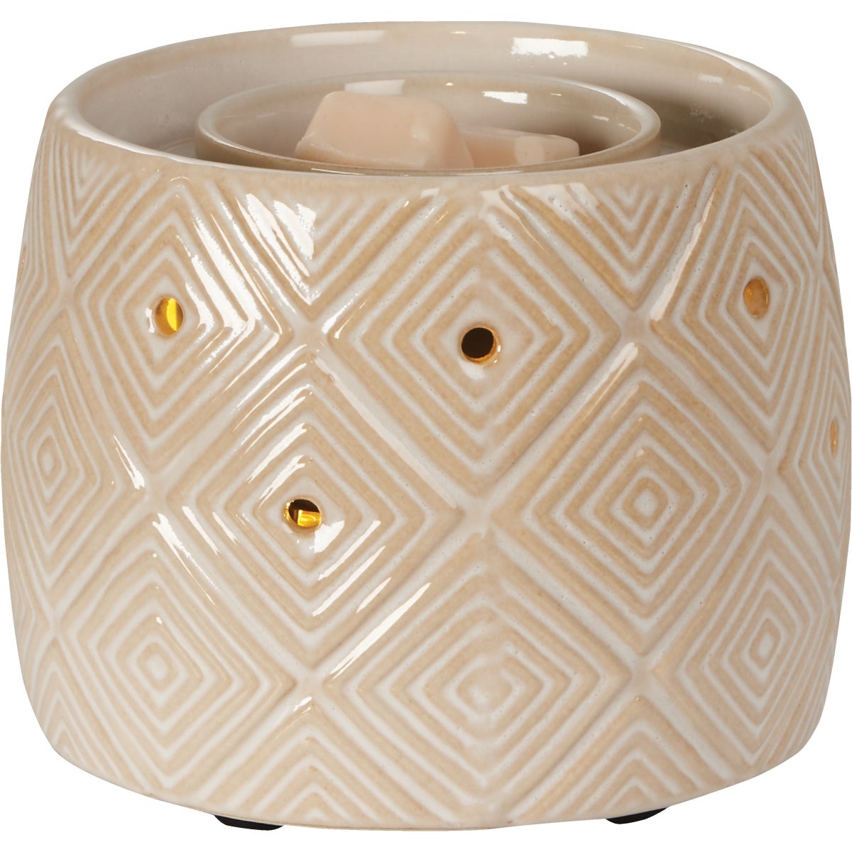 Candle Warmers Illuminaire White Ceramic Geometric Fan Fragrance Warmer