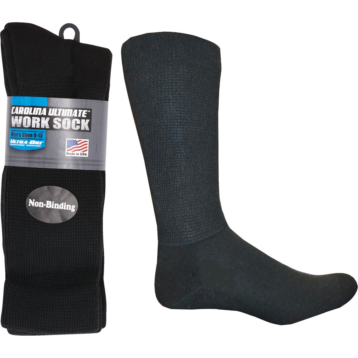 Carolina Ultimate Large Black Non-Binding Sock (3-Pack)