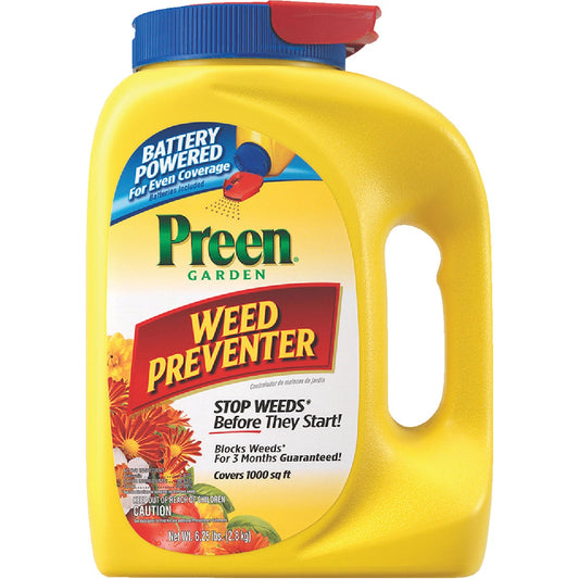 Preen Garden 6 Lb. Ready To Use Granules Grass & Weed Preventer With Battery Powered Spreader