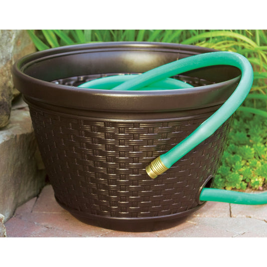 Suncast 100 Ft. Brown Resin Wicker Hose Pot