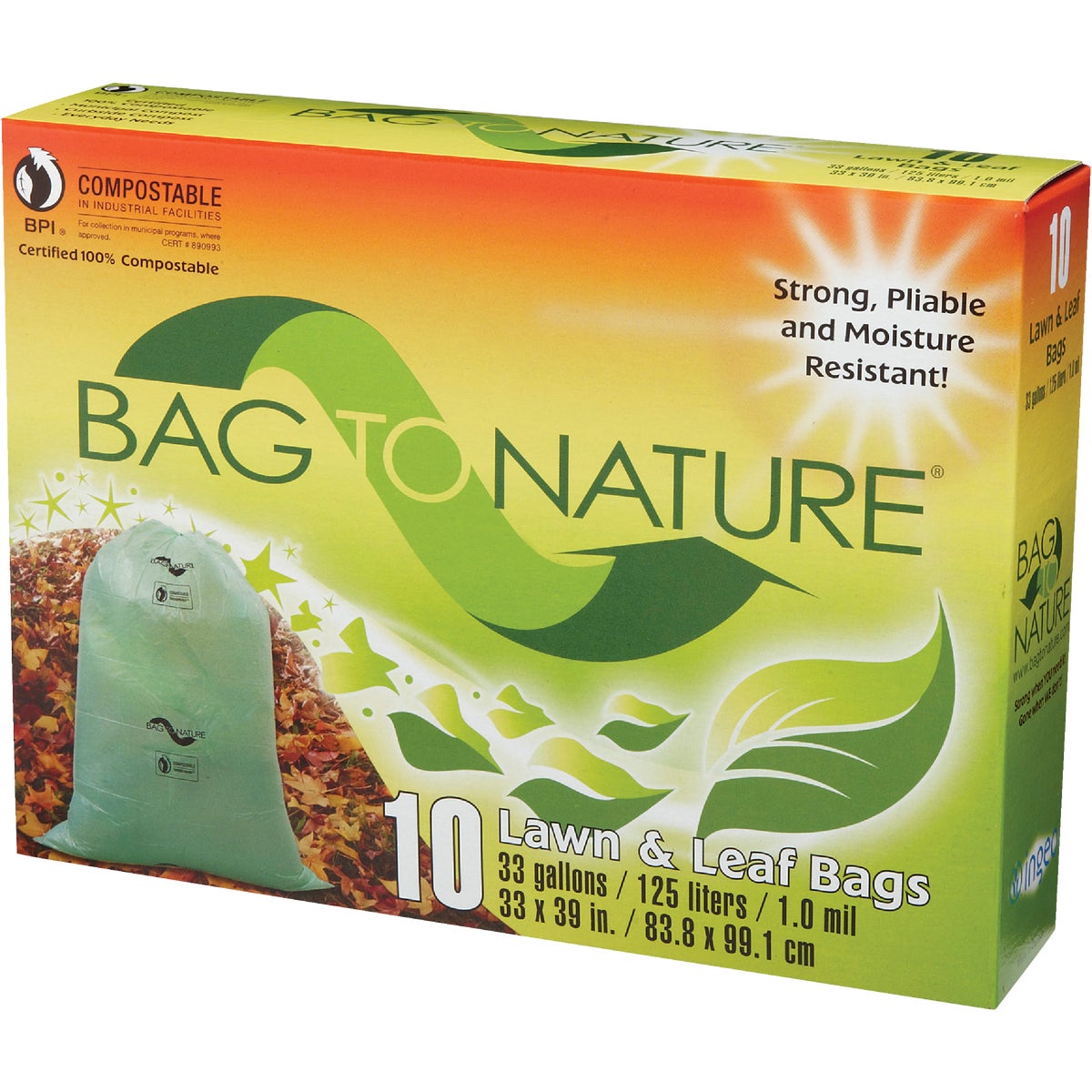 Bag To Nature 33 Gal. Green Compostable Houston Approved Lawn & Leaf Bag (10-Count)