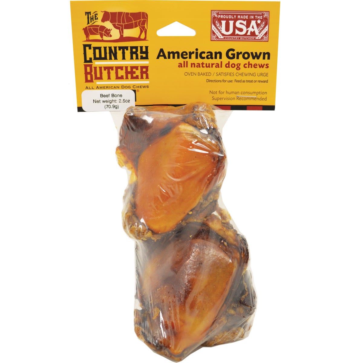 The Country Butcher 2.5 Oz. Beef Knee Cap Chew Bone (2-Pack)