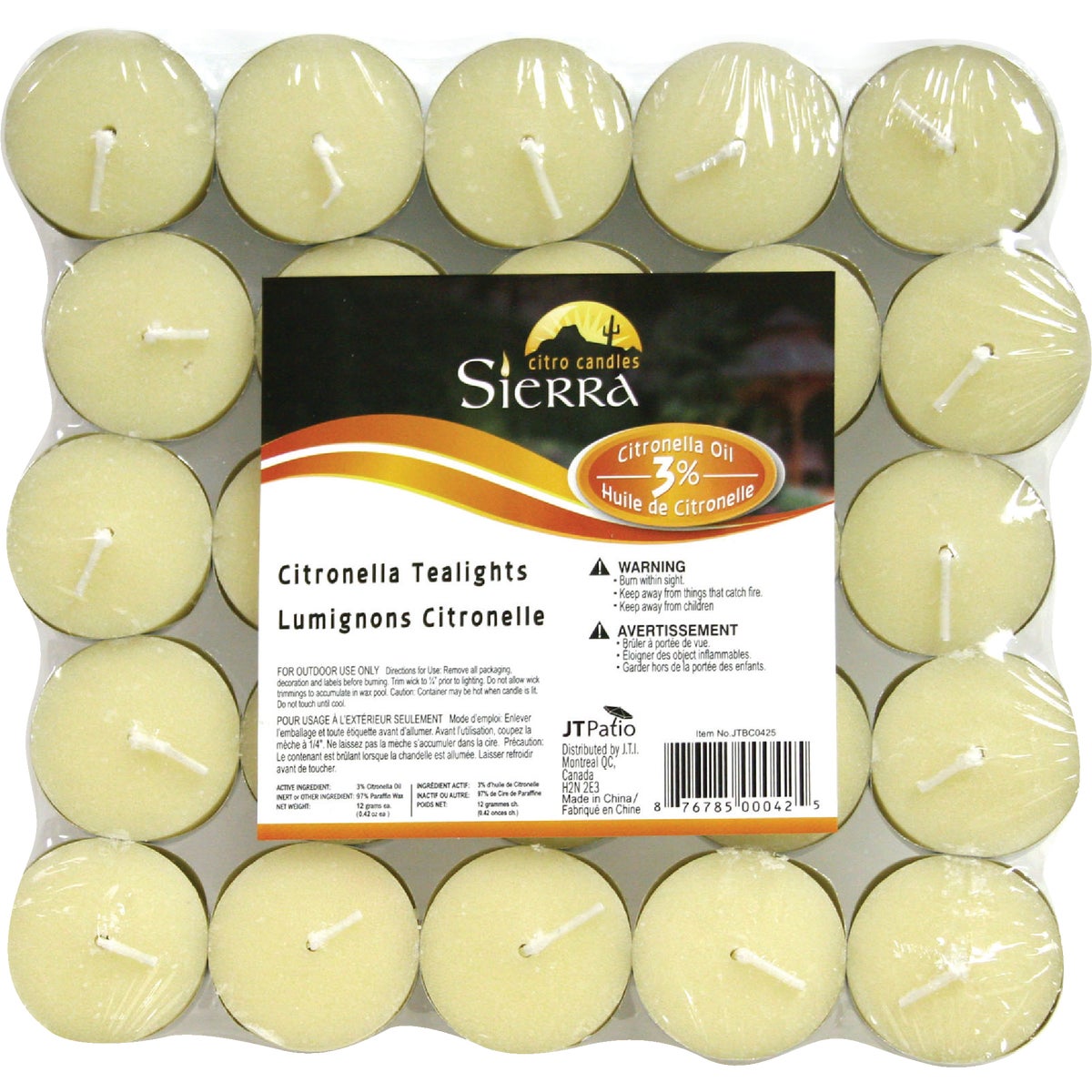 Sierra Tealight 1-Wick Citronella Candle (25-Pack)