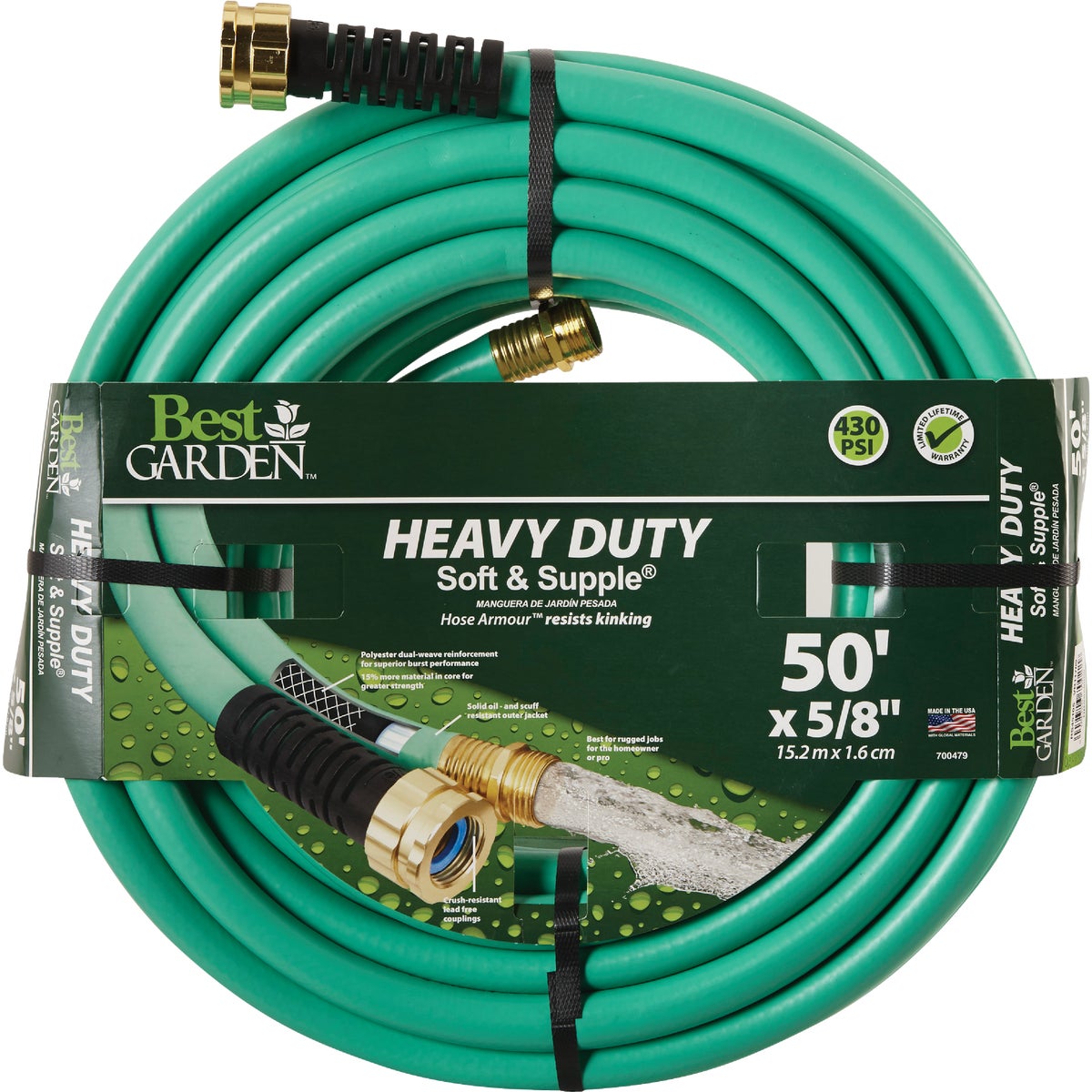 Best Garden 5/8 In. Dia. x 50 Ft. L. Heavy-Duty Soft & Supple Garden Hose