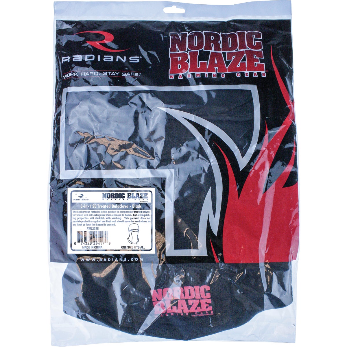 Radians Nordic Blaze Black Balaclava Style Fleece Facemask