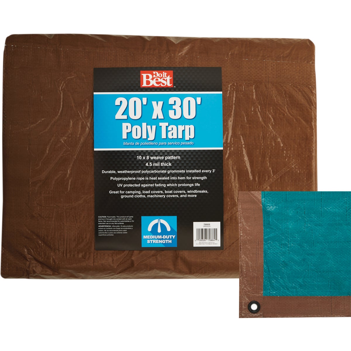 Do it Best 1 Side Green/1 Side Brown Woven 20 Ft. x 30 Ft. Medium Duty Poly Tarp