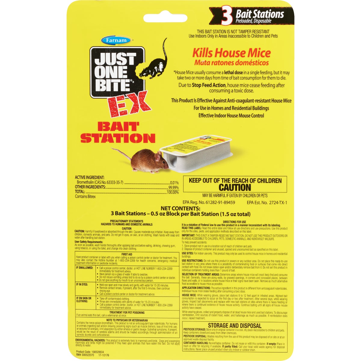 Just One Bite Disposable Mouse Bait Station (3-Pack)