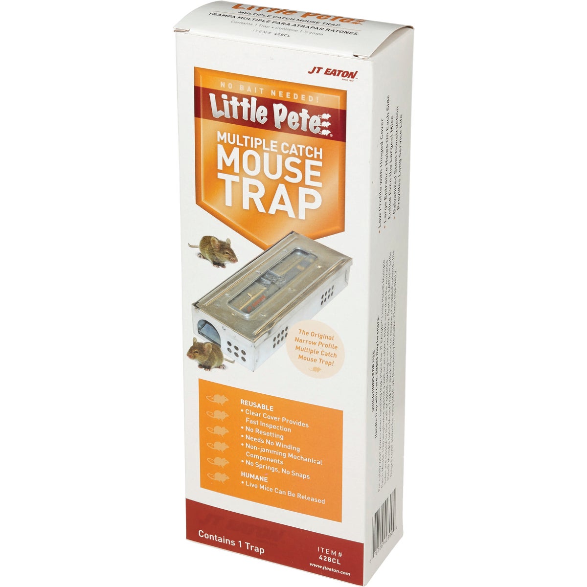 JT Eaton Little Pete Mechanical Mouse Trap with Clear Inspection Window (1-Pack)