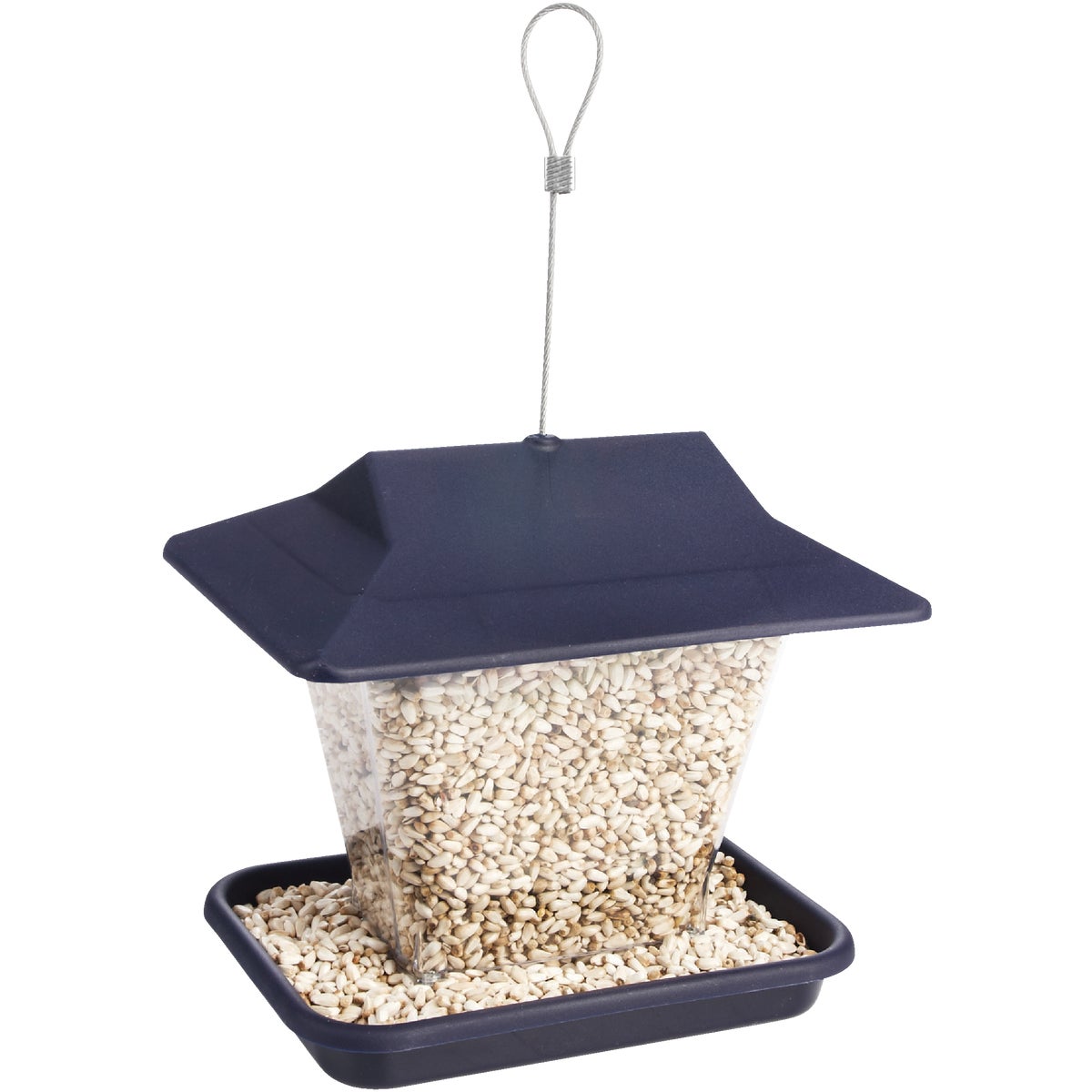 Stokes Select Belle Fleur Blue Plastic 1.3 Qt. Hopper Bird Feeder