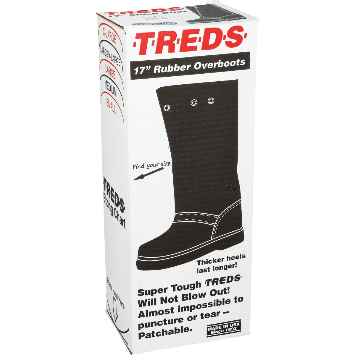 Treds 17 In. H. Rubber Overboot, Men's Shoe Size 8 to 10