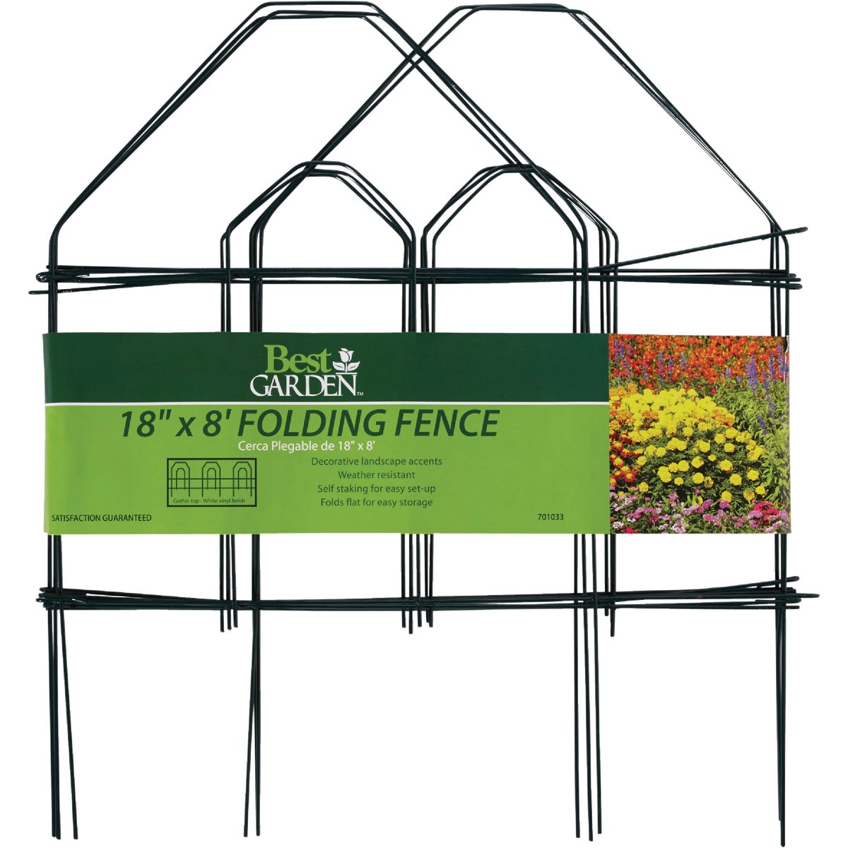 Best Garden 8 Ft. Green Galvanized Wire Folding Fence