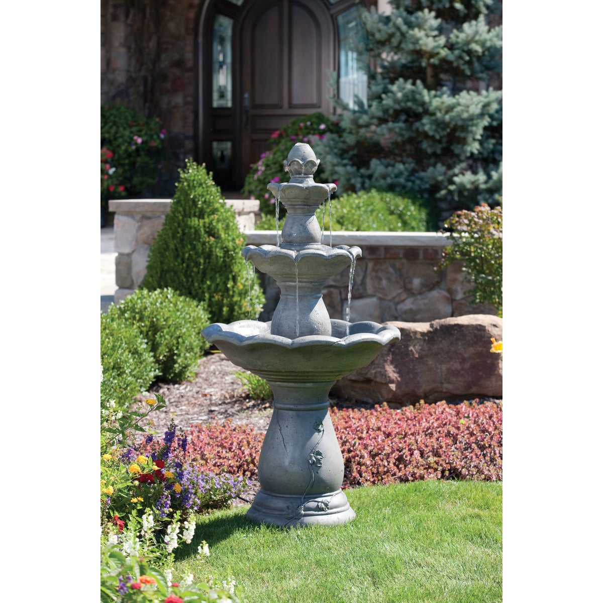 Best Garden 24 In. W. x 46 In. H. x 24 In. L. Resin 3-Tier Fountain