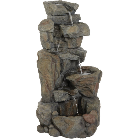 Best Garden 22 In. W. x 42 In. H. x 22 In. L. Resin Rock Fountain