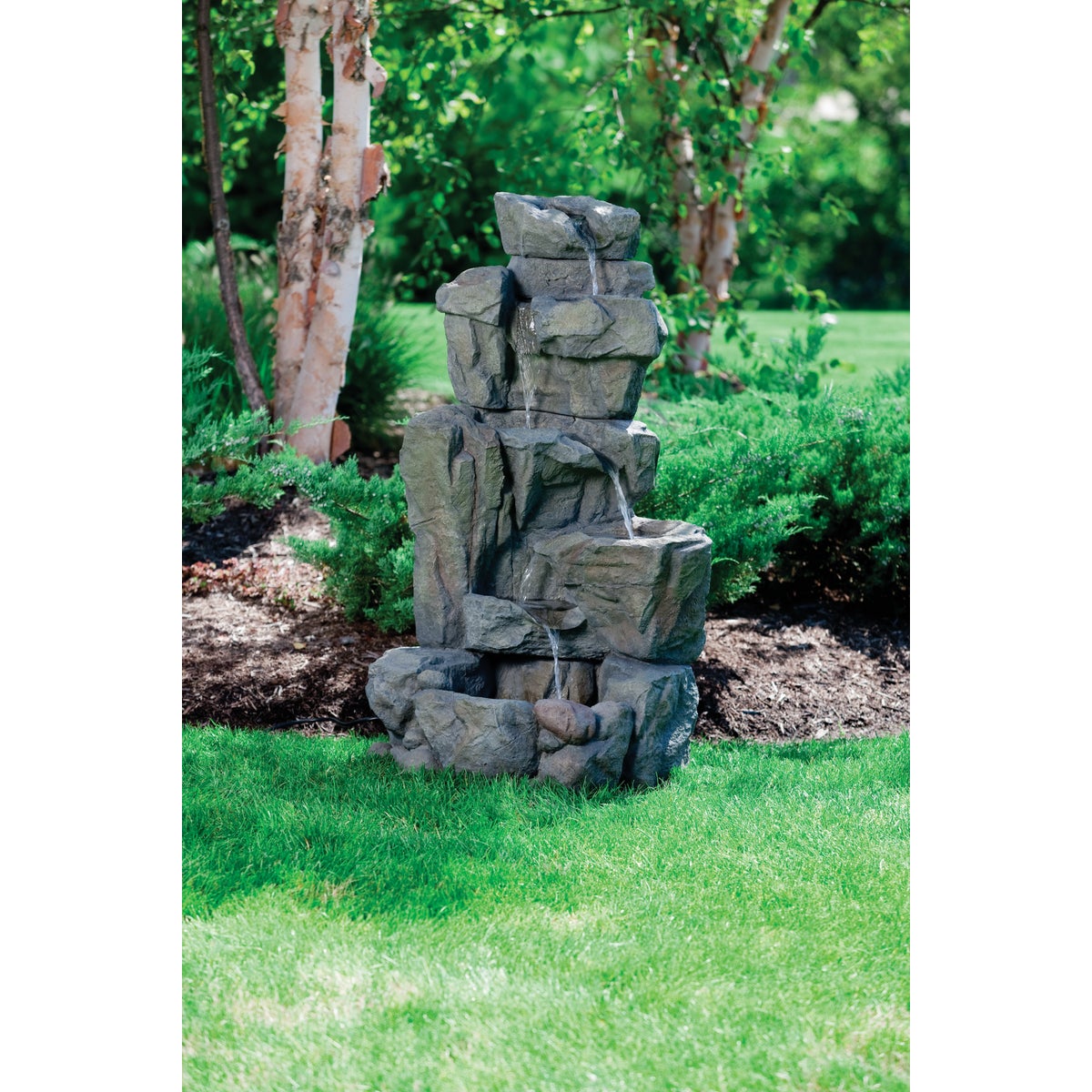 Best Garden 22 In. W. x 42 In. H. x 22 In. L. Resin Rock Fountain