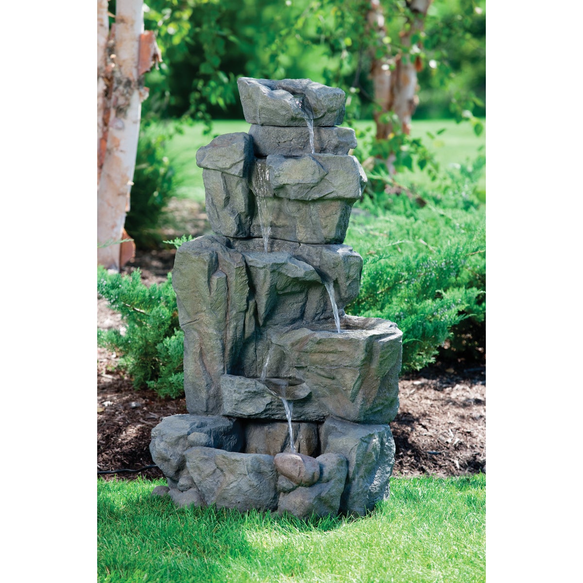 Best Garden 22 In. W. x 42 In. H. x 22 In. L. Resin Rock Fountain