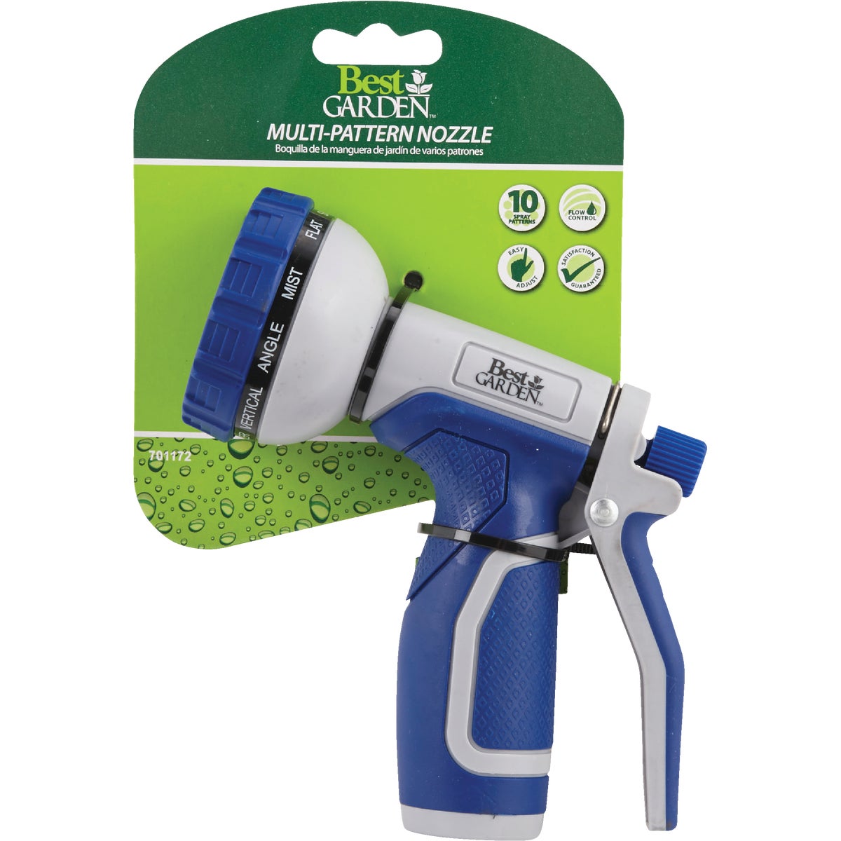 Best Garden Plastic 10-Pattern Nozzle, Blue & Gray