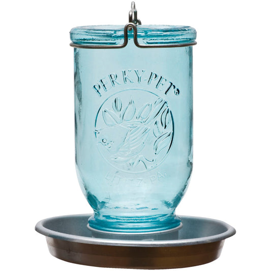 Perky-Pet 32 Oz. Blue Mason Jar Bird Waterer