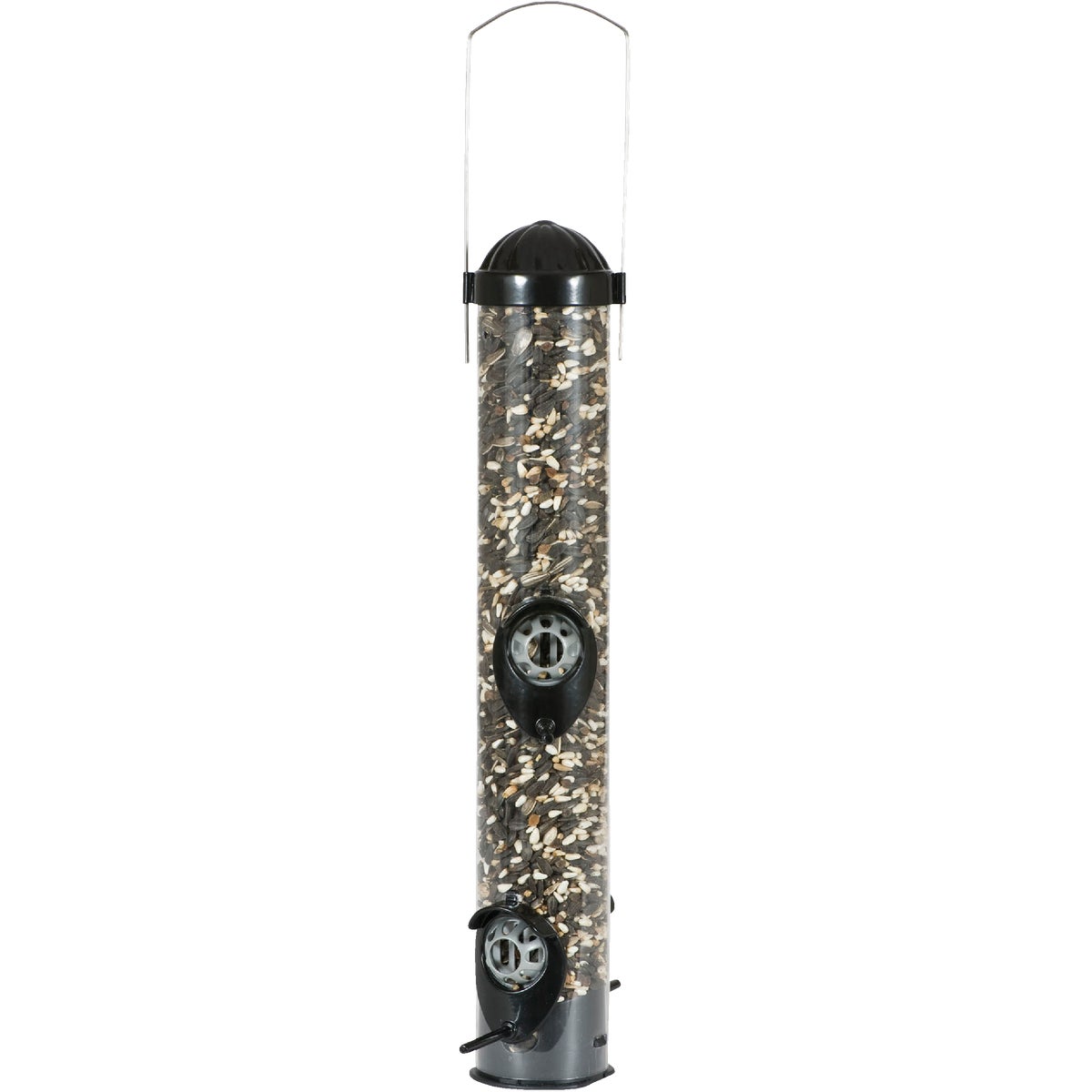 Perky-Pet Squirrel Shield Black Plastic Tube Bird Feeder