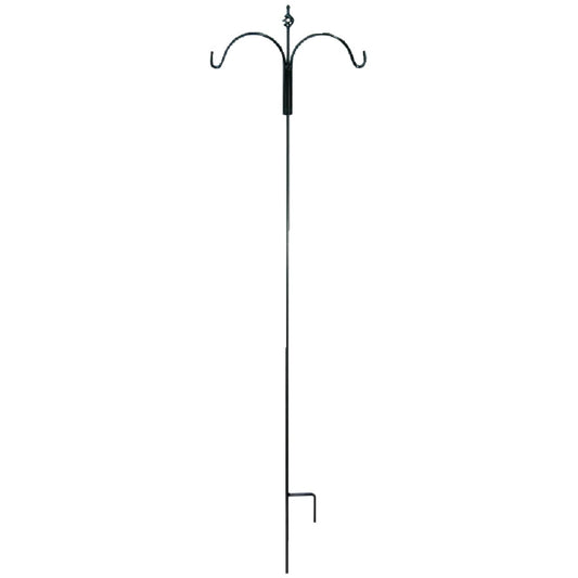 American Gardenworks 90 In. Black Steel Spiral Twist Top Double Shepherd Rod Hanger