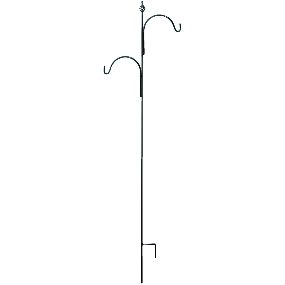 American Gardenworks 90 In. Black Steel Spiral Twist Top Double Offset Shepherd Rod Hanger