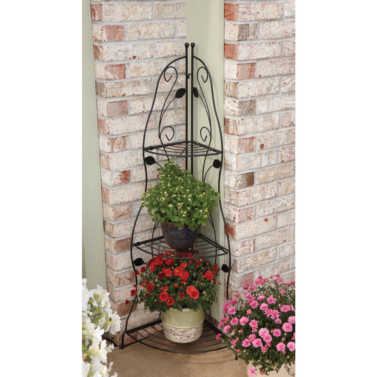 Best Garden Black Steel 45 In. Corner Plant Stand