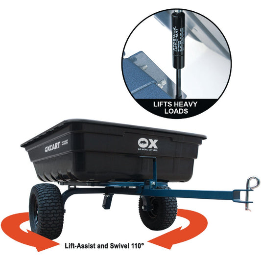 OxCart 12 Cu. Ft. 1100 Lb. Lift-Assist & Swivel Tow-Behind Garden Cart