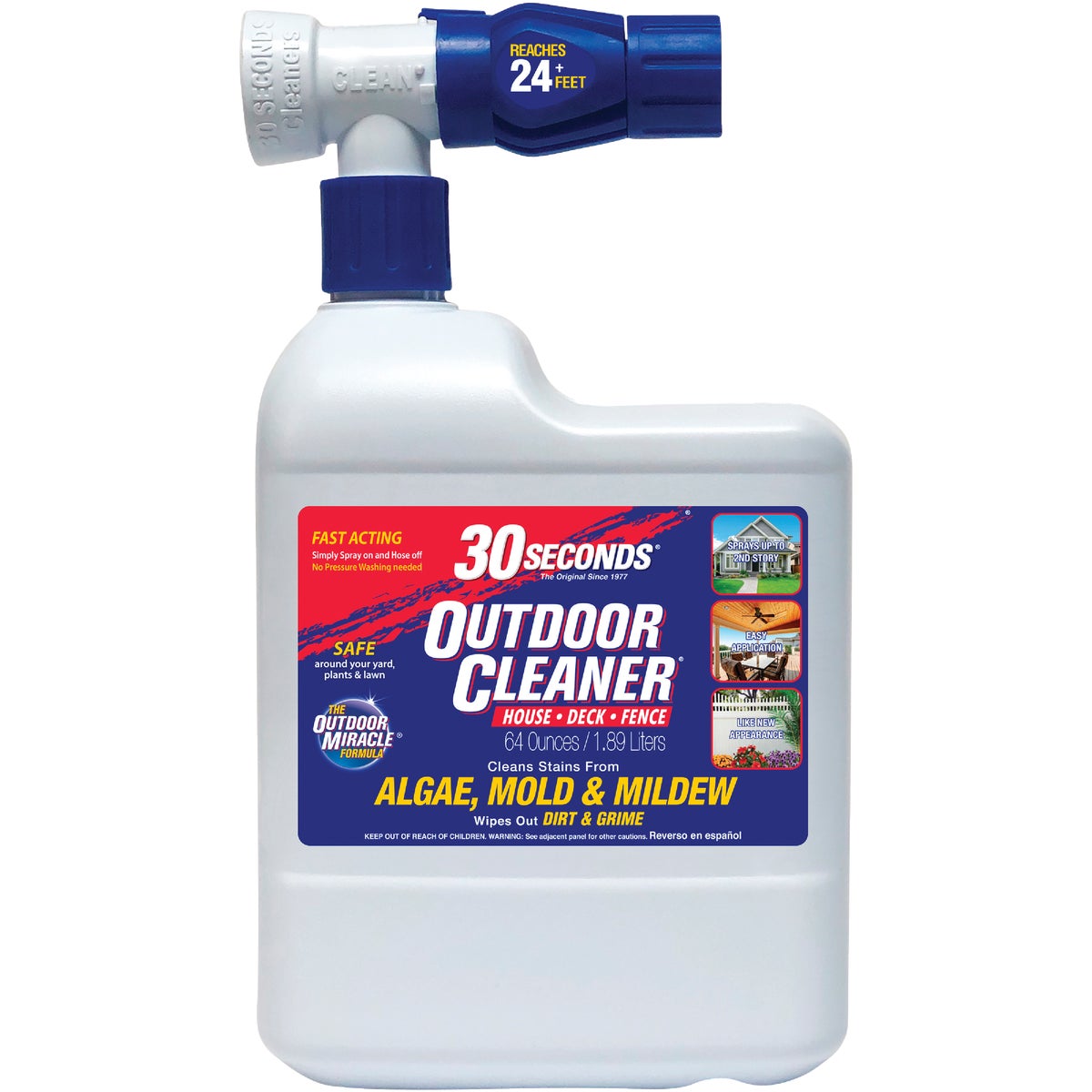 30 seconds Outdoor Cleaner 64 Oz. Ready To Spray Hose End Algae, Mold & Mildew Stain Remover