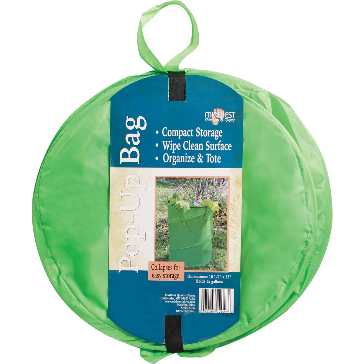 Midwest Gloves & Gear 15 Gal. Green Pop-Up Reusable Lawn & Leaf Bag