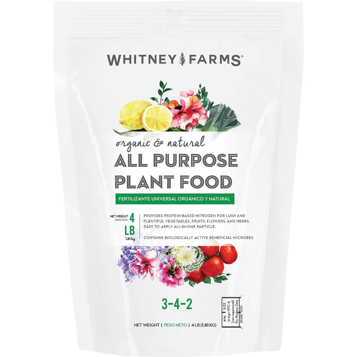 Whitney Farms 4 Lb. 3-4-2 Organic & Natural All-Purpose Dry Plant Food