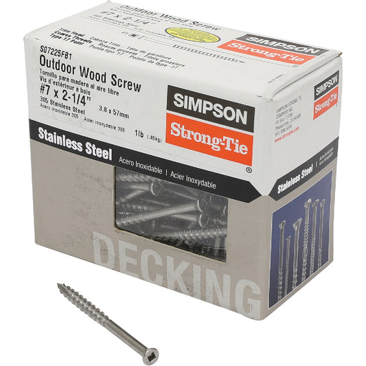 Simpson Strong-Tie #7 x 2-1/4 In. Square Drive Trim Head Stainless Steel Screw (138 per Box)