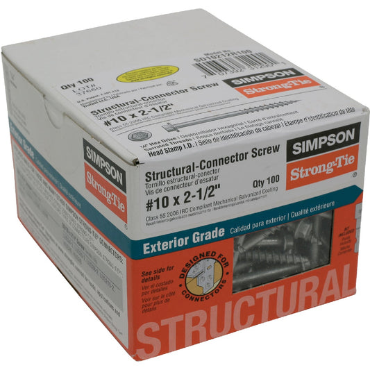 Simpson Strong-Tie #10 2-1/2 In. Hex Structure Screw (100 Ct.)