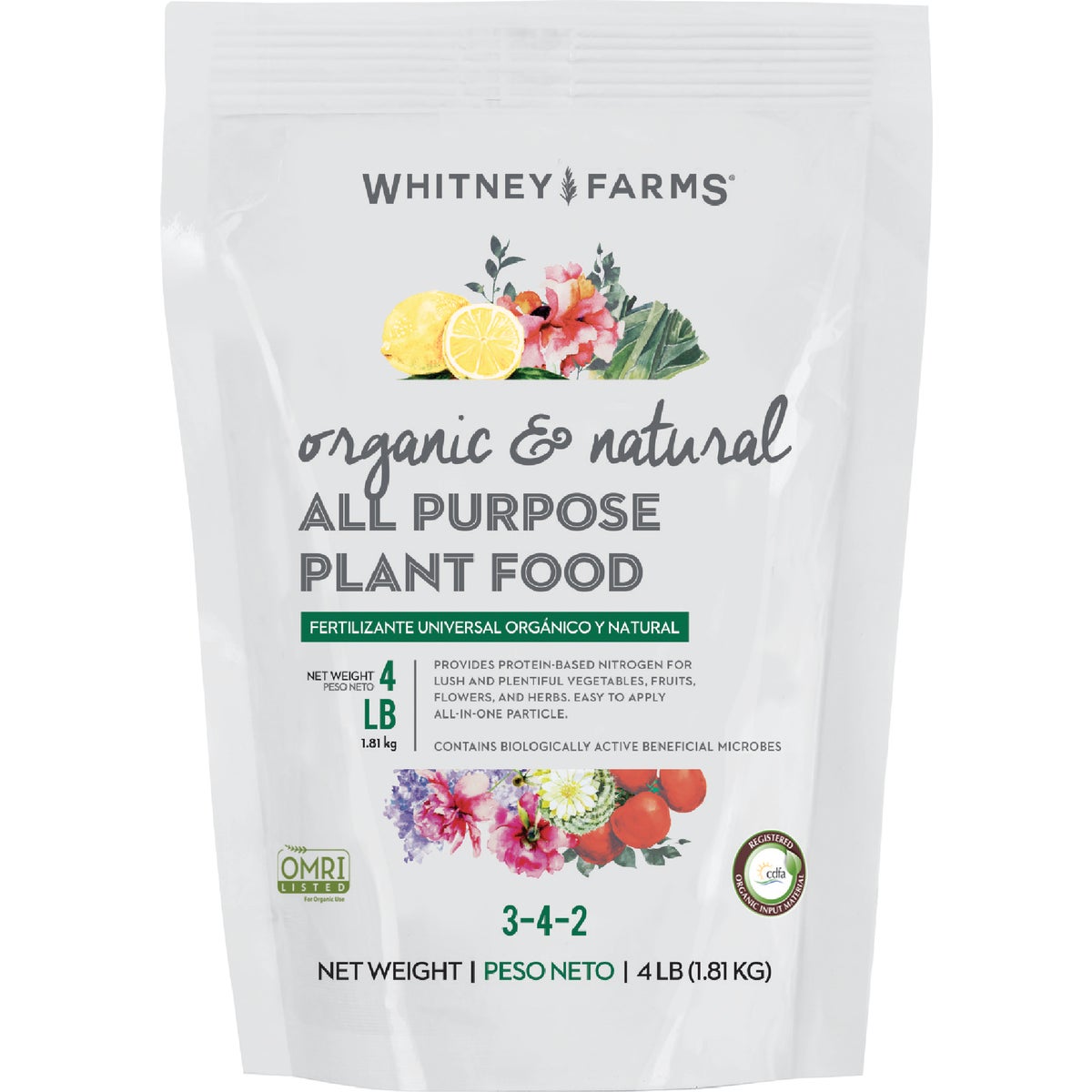 Whitney Farms 4 Lb. 3-4-2 Organic & Natural Rose & Flower Dry Plant Food