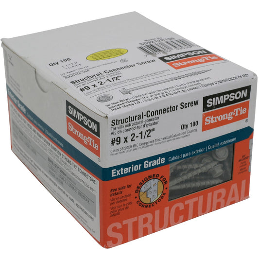 Simpson Strong-Tie #9 2-1/2 In. Hex Structure Screw (100 Ct.)