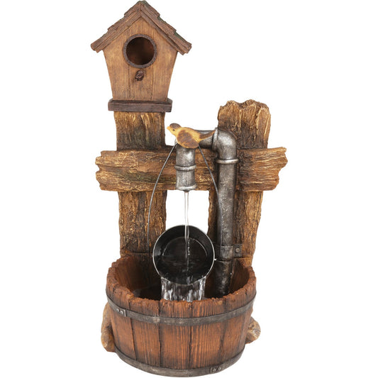 Best Garden 12 In. W. x 29 In. H. x 16 In. L. Resin Birdhouse Pail Fountain